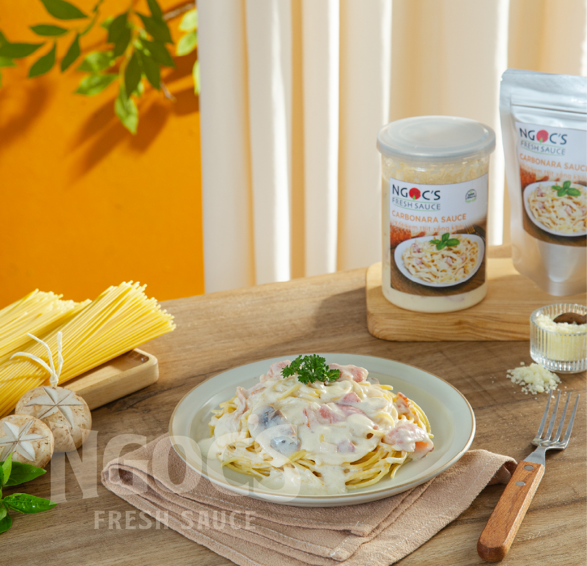 Mỳ ý xốt kem thịt xông khói